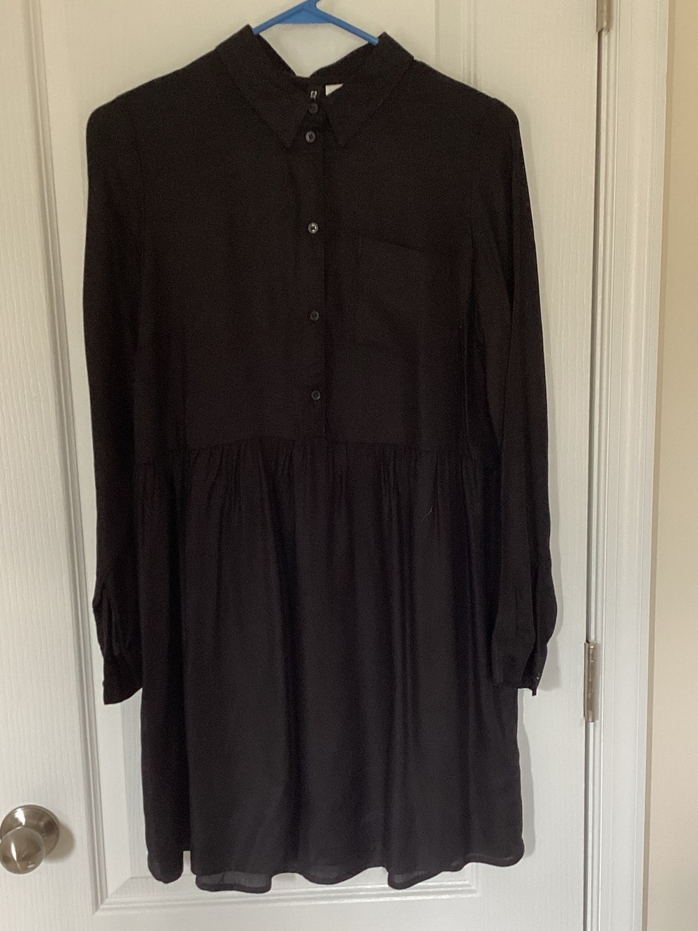 Divided Black Long-Sleeve Shirt Dress